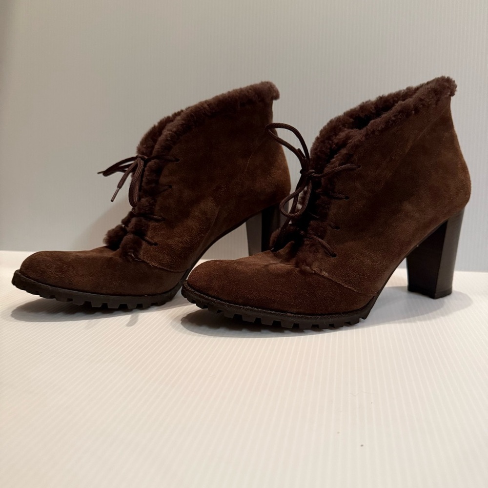 Franco Barbieri Fur Trimmed Suede Heels